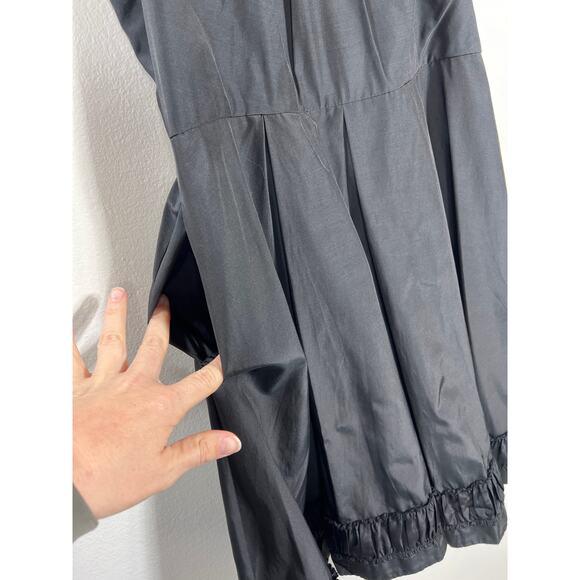 Quillaree Anthropologie Pleated Ruffle Black Dress 100% Silk Cocktail Womens 6 - Picture 6 of 14